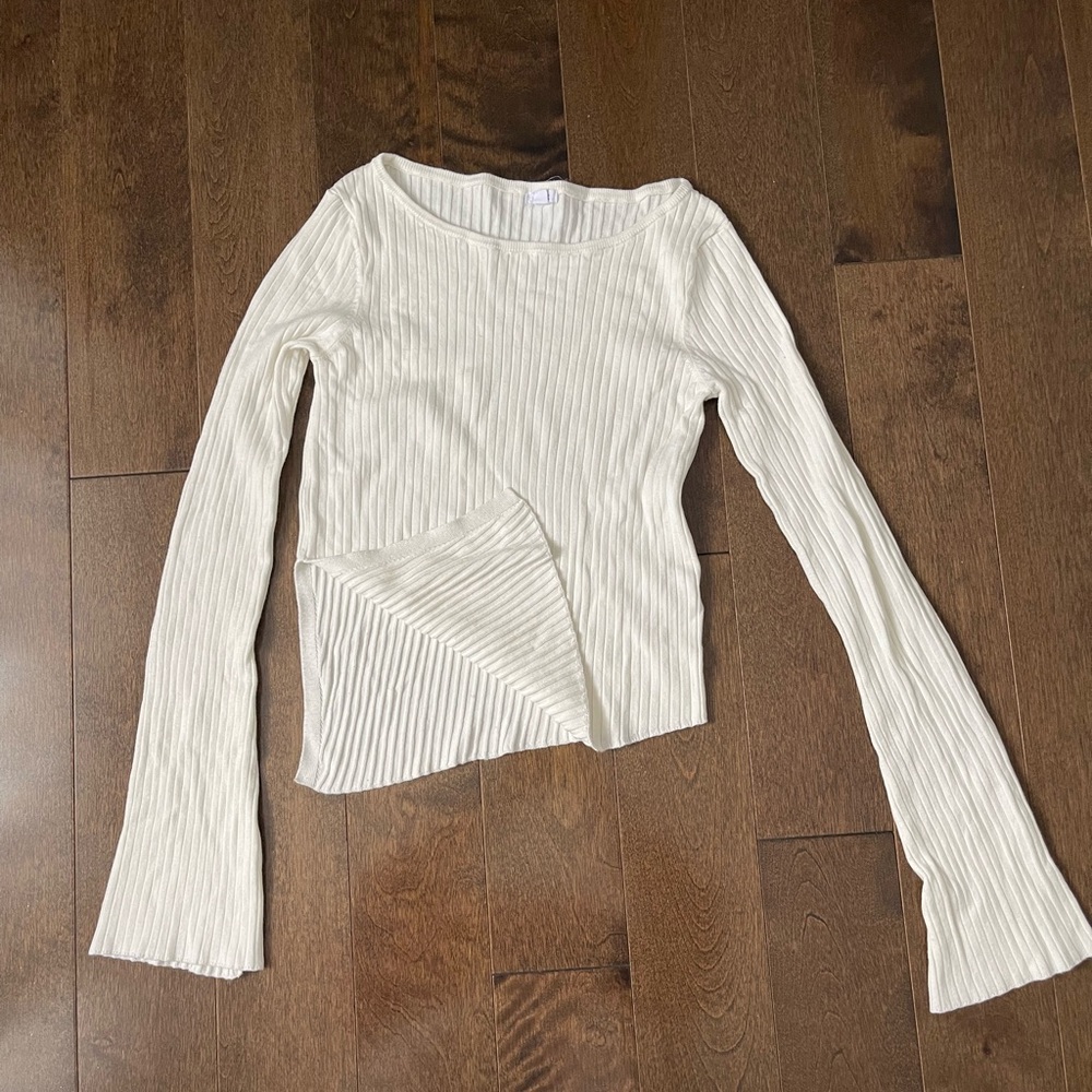 Garage Cream Ribbed Long Sleeve Top - Picture 2 of 5